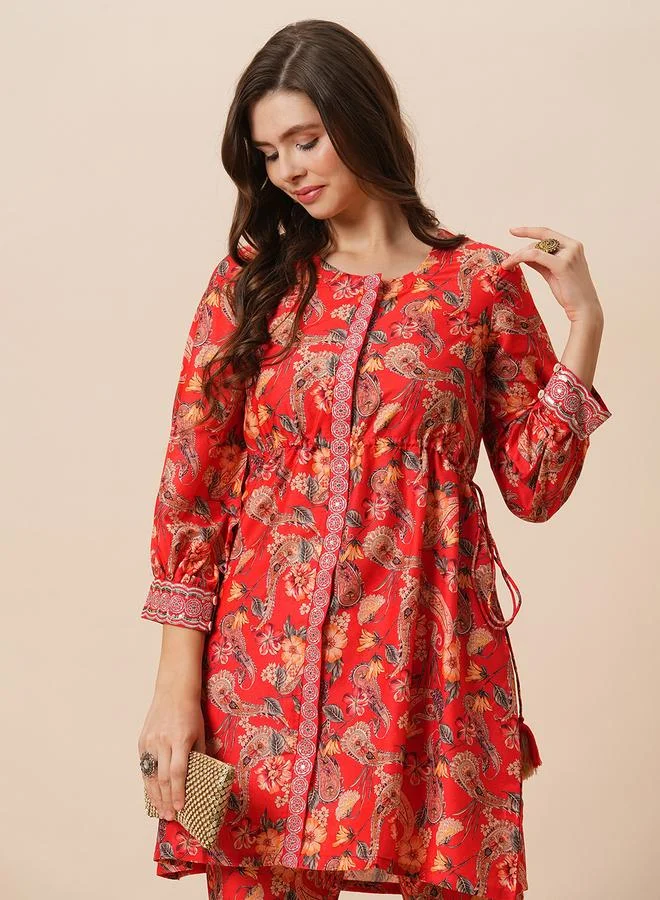 Globus  Women Floral Print Tunic and Pants Fusion Co-Ords for Women | Best Price UAE